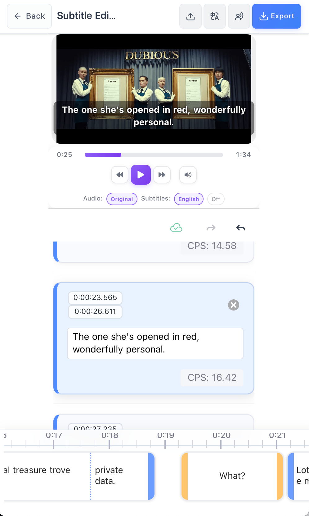 Subtitle Sync Mobile Interface